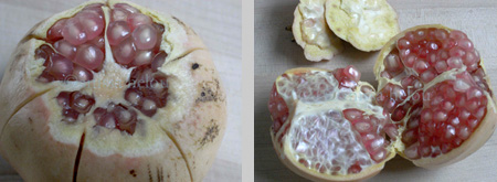 pomegranates-slicng skin & breaking in half